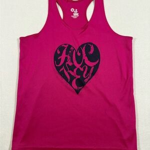 Badger Sports Hot Pink Tank with Navy Hockey Heart Graphic Size Medium